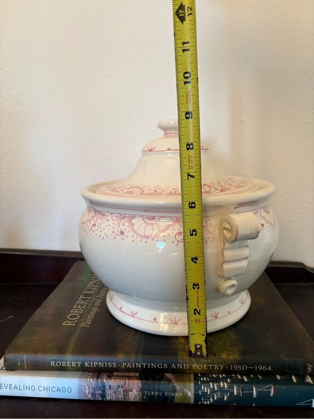 Vintage || Hand Painted Soup Tureen Lidded Floral Cream Pink Italy